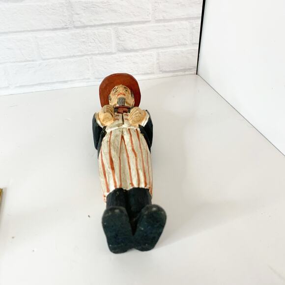 Vintage Primitive Folk Art Hand Carved Wooden Uncle Sam Figure 9" Patriotic - Picture 3 of 7